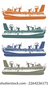 Hovercraft Vector Illustration. Air Cushioned Passenger Boat
