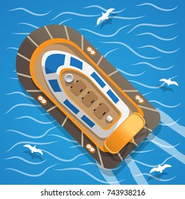 Hovercraft. View from above. Vector illustration. 