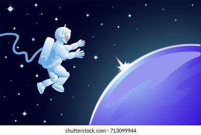 Hovering above the planet in zero gravity cosmonaut