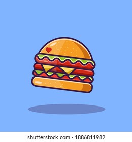 hovering burger illustration, vector eps 10