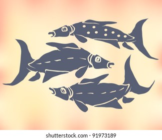 Hovering fishes illustration