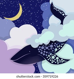  Hovering in the sky blue whale
