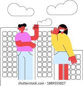 How to act in pandemic time: a girl is the right one, a boy is the wrong one.