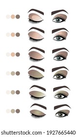 How to apply eyeshadow, guide, diagram, vector illustration