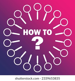 How to ask question concept with circular icon on gradient purple background. Vector illustration