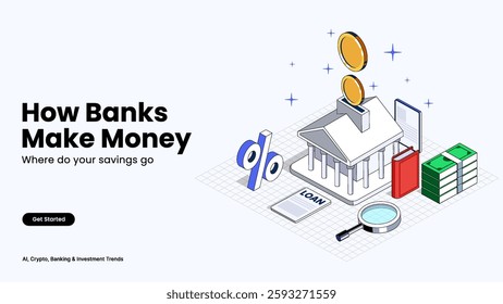 How Banks Make Money – Revenue Streams Explained with Loans, Fees, and Interest Models Illustrated Through Engaging Financial Graphics | Banking and Economy Infographic