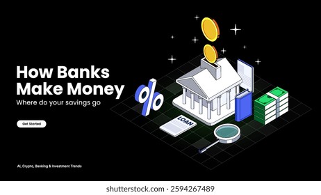 How Banks Make Money – Revenue Streams Explained with Loans, Fees, and Interest Models Illustrated Through Engaging Financial Graphics | Banking and Economy Infographic