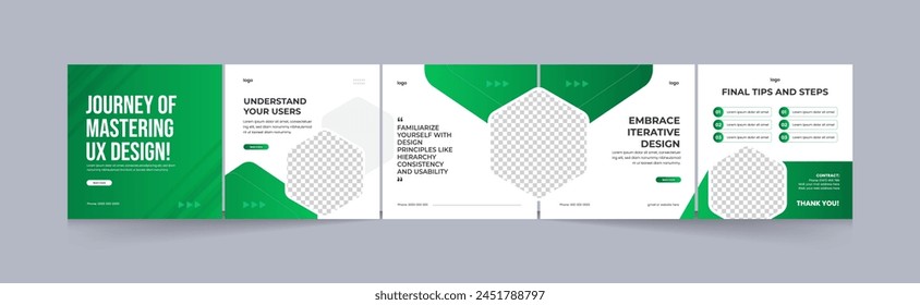 How to be better ux designer media carousel, carousel template for design coach, EPS vector illustration.  