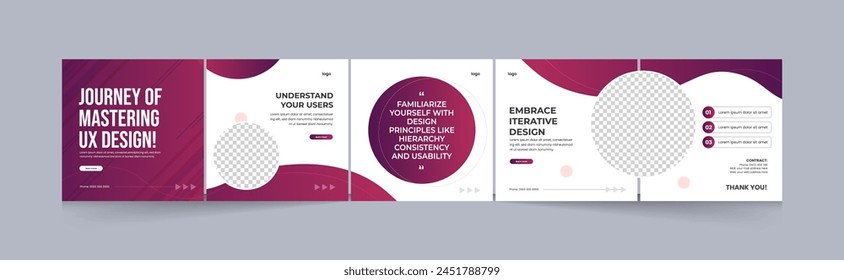 How to be better ux designer media carousel, carousel template for design coach, EPS vector illustration.  
