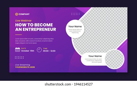 How to become entrepreneur webinar template. Suitable for business web banner, landing page, flyer and many more