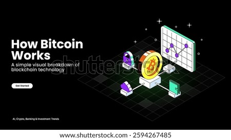 How Bitcoin Works – Cryptocurrency Transactions Explained with Blockchain, Digital Coins, and Decentralized Finance | Crypto and Tech Vector Design