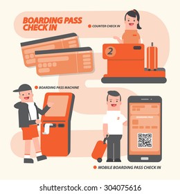 How to Boarding Pass Check-in -vector