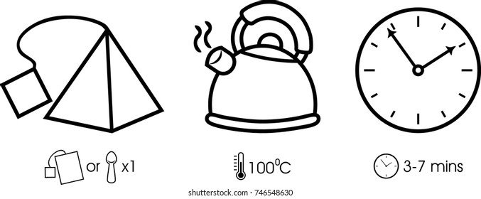 How to brew tea. Three steps. Vector