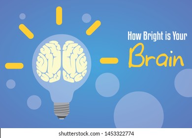 How Bright is Your Brain. Neurology Healthcare, Dementia, Alzheimer Metaphor Disease and extinction Vector cartoon illustration.