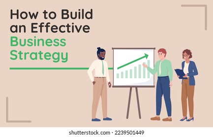 How to build effective business strategy flat vector banner template. Corporate development poster, leaflet printable color designs. Editable flyer page with text space. Quicksand Bold font used