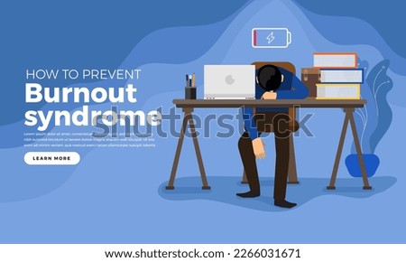 How to Burnout Syndrome. Professional burnout. Tired man manager with full and low energy battery working on computer in workplace.Emotional burnout. A tired worker is sitting at the table.