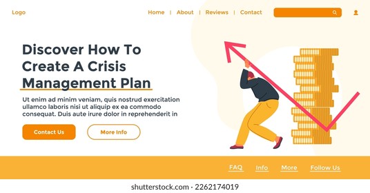wie man Krisenmanagementanlagen errichtet, Tipps und Empfehlungen von Experten entdeckt. Wirtschafts- und Haushaltsstrategien, Sparen Sie Vermögenswerte für später. Website-Landing-Page, Internetseite, Vektorgrafik im flachen Stil