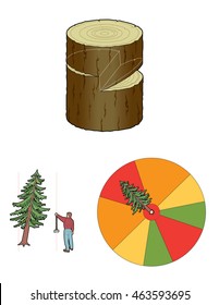 How to cut down a tree, vector illustration.