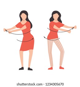 How to dance floss steps . Stock vector illustration of human figures in a dancing pose swinging arms. Flat style