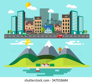 How Different Between Rural Places And Urban Areas With Flat Design