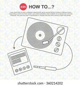 How to make? - Digitization of old vinyl - Line drawing, website design, banner, slide