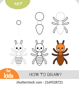 How to draw Ant for children. Step by step drawing tutorial. A simple guide to learning to draw