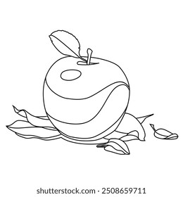 How to draw an apple? Apple pencil sketch on white background. Concept of light and shade in a drawing for art students. Highlight, midtone, core shadow, reflected light. black and white pencil drawin