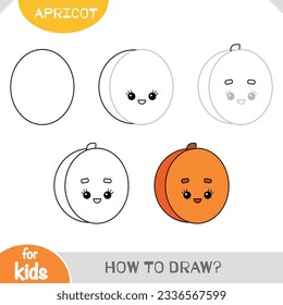 How to draw Apricot for children. Step by step drawing tutorial. A simple guide to learning to draw