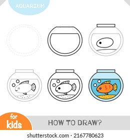 How to draw Aquarium for children. Step by step drawing tutorial. A simple guide to learning to draw