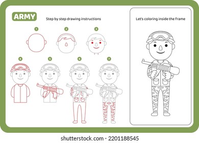 how to draw army profession tutorial vector