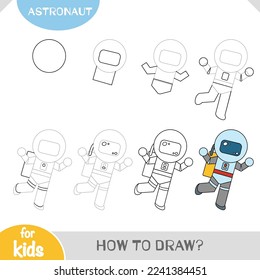 Cómo dibujar astronautas para niños. tutorial de dibujo paso a paso. Una guía simple para aprender a dibujar