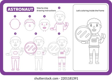 how to draw Astronaut profession tutorial vector