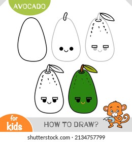 How to draw Avocado for children. Step by step drawing tutorial. A simple guide to learning to draw