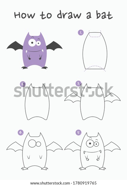 How Draw Bat Vector Illustration Draw Stock Vector Royalty Free 1780919765