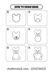 How to draw bear step by step for kids