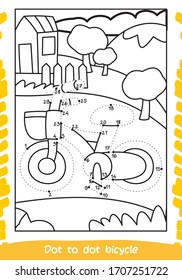How To Draw Bicycle . Drawing For Children. Dot to Dot Transportation