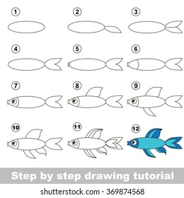 How Draw Blue Fish Stock Vector (Royalty Free) 369874568 | Shutterstock