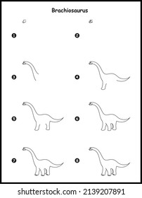 How Draw Brachiosaurus Step By Step Stock Vector (Royalty Free ...