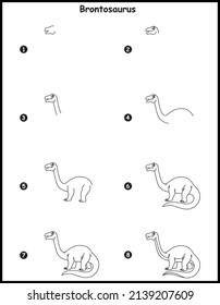 How Draw Brontosaurus Step By Step Stock Vector (Royalty Free ...