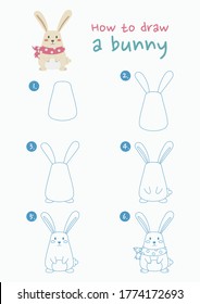 How Draw Bunny Vector Illustration Draw Stock Vector (Royalty Free ...