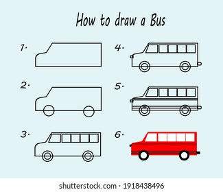 How to draw a bus. Good for drawing child kid illustration. vector illustration.