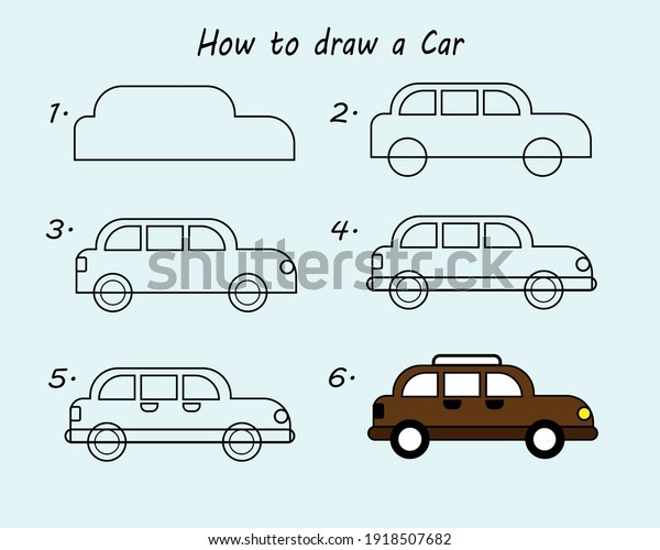 How to draw a Car. Good for drawing child\
kid illustration. vector\
illustration.