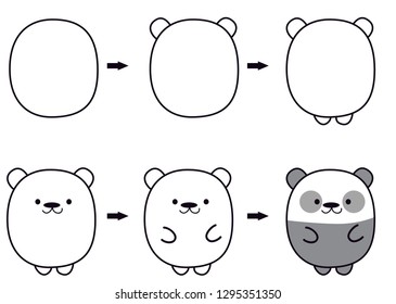 how to draw cartoon panda