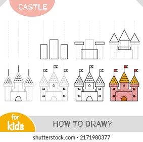 How to draw Castle for children. Step by step drawing tutorial. A simple guide to learning to draw