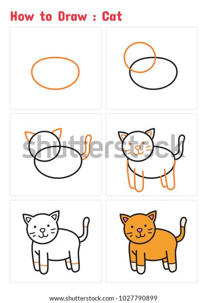 How Draw Cat Step By Step Stock Vector (Royalty Free) 1027790899