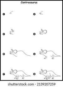 How to draw Centrosaurus Step by step vector drawing