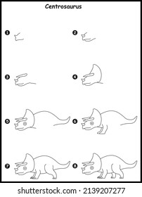 How to draw Centrosaurus Step by step vector drawing