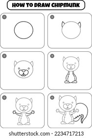 How to Draw Chipmunk Step by step drawing page for kids
