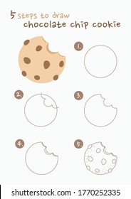 How Draw Chocolate Chip Cookie Vector Stock Vector (Royalty Free ...