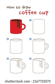 How to draw coffee mug cup vector illustration  Draw cute coffee cup step by step  Cute   easy drawing guide 